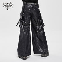 Load image into Gallery viewer, PT287 Pleated faux leather woven punk wide-leg pants