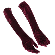 Load image into Gallery viewer, GE02502 Wine velvet strap gloves