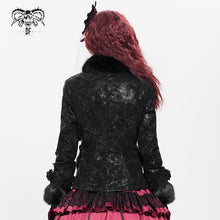 Load image into Gallery viewer, CT265 Gothic snake print fur collar long sleeve coat
