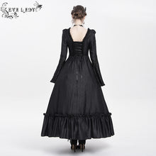 Load image into Gallery viewer, ESKT06601 Gothic Pattern Satin Rose Mesh Long Sleeve Dress