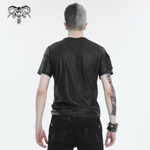 Load image into Gallery viewer, TT248 Punk cracked faux leather strap men's T-shirt