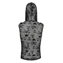Load image into Gallery viewer, TT321 Punk Skull Mesh Hooded Sleeveless T-Shirt