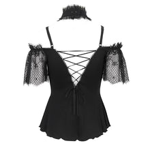 Load image into Gallery viewer, ETT032 Off-the-shoulder strappy ruffled short sleeves t-shirt