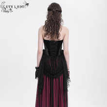 Load image into Gallery viewer, ECST00901 Black Heart Shaped Floral Gothic Corset