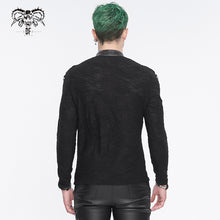 Load image into Gallery viewer, TT260 Punk knitted small stand collar men's T-shirt