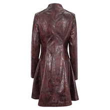 Load image into Gallery viewer, CT21302 RED Irregular rubberized faux leather contrasting stripe coat