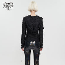 Load image into Gallery viewer, TT147 Two-wear basic hooded T-shirt with diagonal zipper