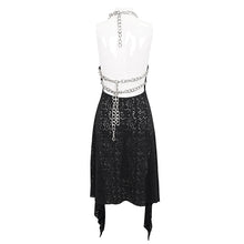 Load image into Gallery viewer, SKT167 metal chain broken hole backless halter dress