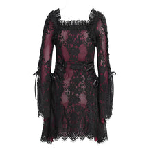 Load image into Gallery viewer, SKT24502 Red floral Lace Long Sleeve Gothic Dress