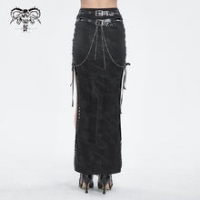 Load image into Gallery viewer, SKT191 Punk side seams high-waisted skirt with split