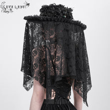 Load image into Gallery viewer, EAS026 Black Skull Rose Mesh Widow Hat