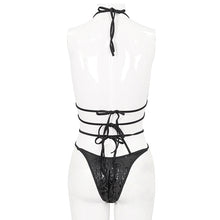 Load image into Gallery viewer, SST024 Pentagram Print lace up Swimsuit Set