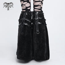 Load image into Gallery viewer, AS301 Short-pile velour and glossy patent leather Punk-style mid-length leg warmers