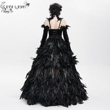 Load image into Gallery viewer, ESKT075 Gothic party Custom-made black feather big dress