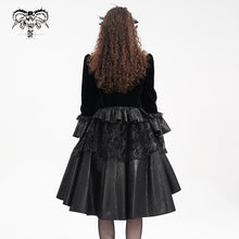 Load image into Gallery viewer, CT243 Reflective lace mesh stand collar gothic velvet women black jacket