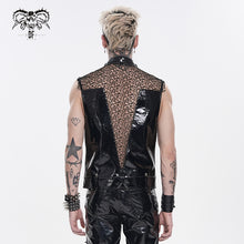 Load image into Gallery viewer, WT105 Punk Tree-Patterned Mesh & Patent Leather Vest