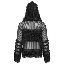 Load image into Gallery viewer, SR014 Plush patchwork hooded cross short sweater