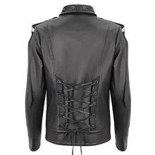 Load image into Gallery viewer, CT207 Punk Rivets Studded Webbing Faux Leather Men's Short Jacket