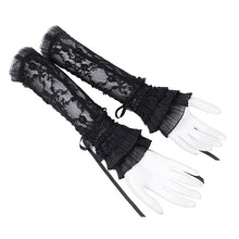Load image into Gallery viewer, GE03701 Black Rose Flower Mid-Length Strap Gloves