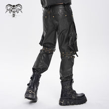 Load image into Gallery viewer, PT301 Punk-style Straight-Leg Faux Leather Trousers (Convertible into Shorts)