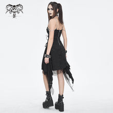 Load image into Gallery viewer, SKT201 Distressed knitted rhombus mesh heart-shaped suspender dress