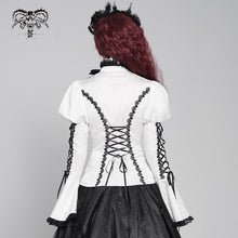 Load image into Gallery viewer, SHT14202 White Love-shaped Jacquard Gothic Blouse
