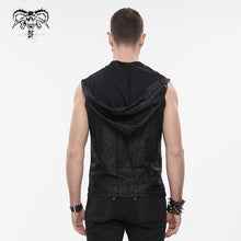 Load image into Gallery viewer, TT137 Devil fashion biker punk rock metallic hooded tattered knit men top