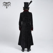 Load image into Gallery viewer, CT26202 Black and red Gothic paisley jacquard fleece long coat