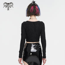 Load image into Gallery viewer, TT257 Women cutout long sleeves short T-shirt