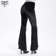 Load image into Gallery viewer, PT272 Hollow out Thigh mesh flocked flared trousers