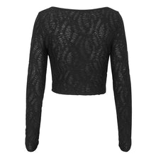 Load image into Gallery viewer, TT257 Women cutout long sleeves short T-shirt