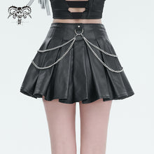 Load image into Gallery viewer, SKT166 Faux leather tied with rope pleated skirt with chain