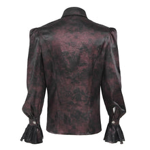 Load image into Gallery viewer, SHT15702 Wine Two-Tone Woven Long-Sleeve Gothic Shirt
