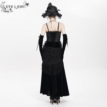 Load image into Gallery viewer, ESKT064 Gothic Rose Tassel Slip Dress
