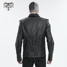 Load image into Gallery viewer, CT207 Punk Rivets Studded Webbing Faux Leather Men's Short Jacket