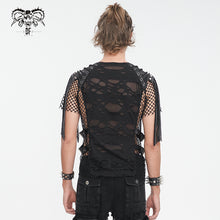 Load image into Gallery viewer, TT276 Punk hole mesh tasseled men's T-shirt