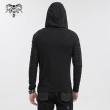 Load image into Gallery viewer, TT158 everyday wear men irregular striped patchwork punk bandage hooded top