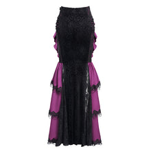 Load image into Gallery viewer, SKT23602 Black And Purple Gothic embossed velvet fishtail skirt