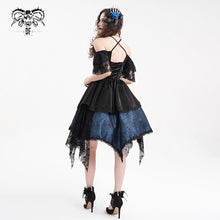 Load image into Gallery viewer, SKT21602 Black and Blue women Cashew Jacquard puffy slip dress