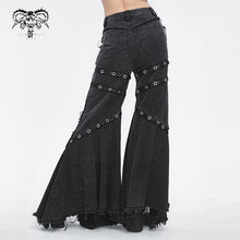 Load image into Gallery viewer, PT238 Punk black gauze with stretchy gauss big rhombus mesh women flared trousers
