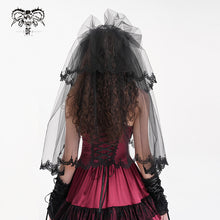 Load image into Gallery viewer, AS192 Gothic wedding lace women black Skull Crown Veil