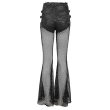 Load image into Gallery viewer, PT209 Faux leather and mesh spliced side bandage flared pants