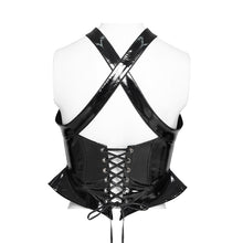 Load image into Gallery viewer, TT310 Punk Patent Faux Leather Halter Crop Top