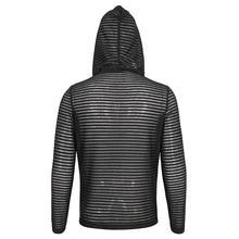Load image into Gallery viewer, TT262 Punk striped knitted hooded T-shirt
