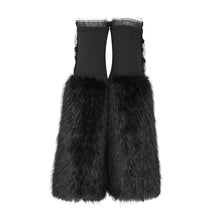 Load image into Gallery viewer, AS323 Black plush V-shaped mid-length leg warmers