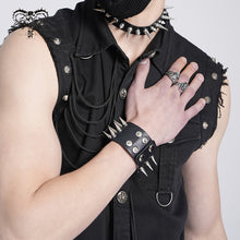 Load image into Gallery viewer, AS079 punk unisex heavy metal wide multi-row spiked leather bracelet