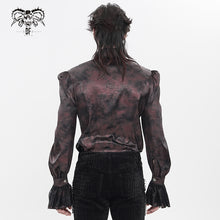 Load image into Gallery viewer, SHT15702 Wine Two-Tone Woven Long-Sleeve Gothic Shirt