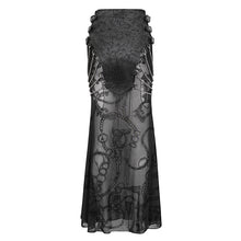 Load image into Gallery viewer, SKT181 Real two piece crackle leather flocked mesh fishtail skirt with chain