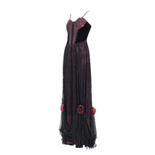 Load image into Gallery viewer, ESKT062 Burgundy rose jacquard fabric dress