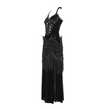 Load image into Gallery viewer, ESKT06501 Gothic velvet dress with fur collar